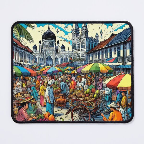 Item preview, Medan City Market Comic Design – Colorful AI Artwork for Clothing, Accessories & Indonesian Urban Travel Fashion designed and sold by knalpot-design.