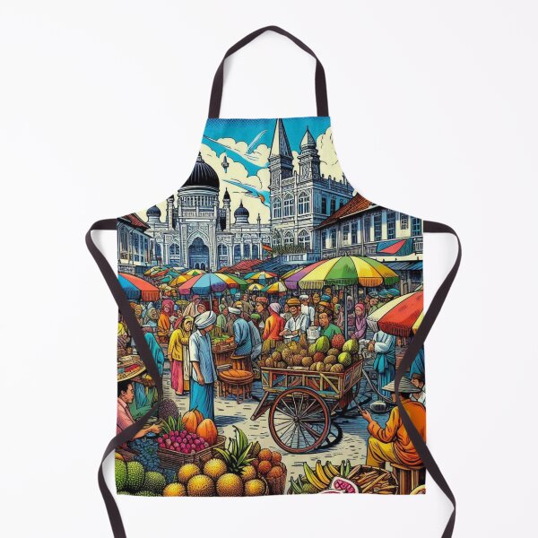 Item preview, Medan City Market Comic Design – Colorful AI Artwork for Clothing, Accessories & Indonesian Urban Travel Fashion designed and sold by knalpot-design.
