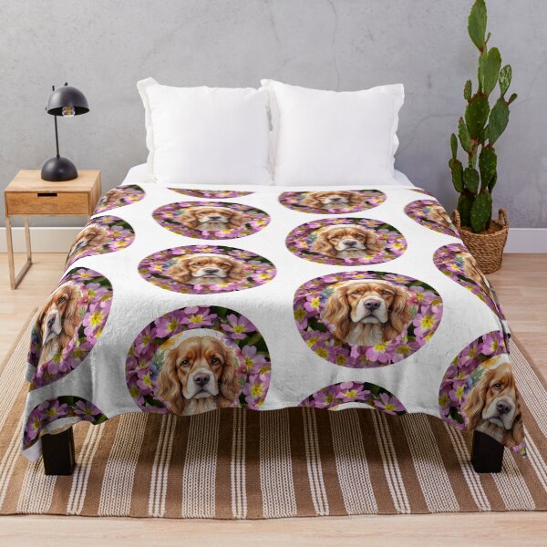 Item preview, Cocker Spaniel surrounded by primrose flowers designed and sold by Marcu Ioachim.