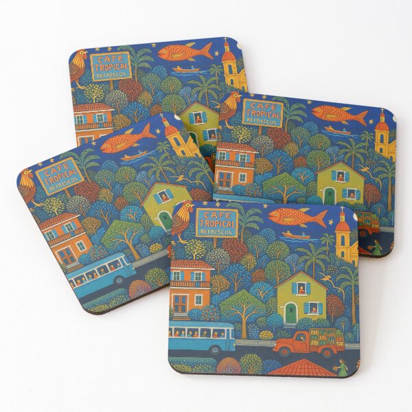 Item preview, Cape Tropica Vibrant Folk Art Townscape	 designed and sold by weirdfishes123.