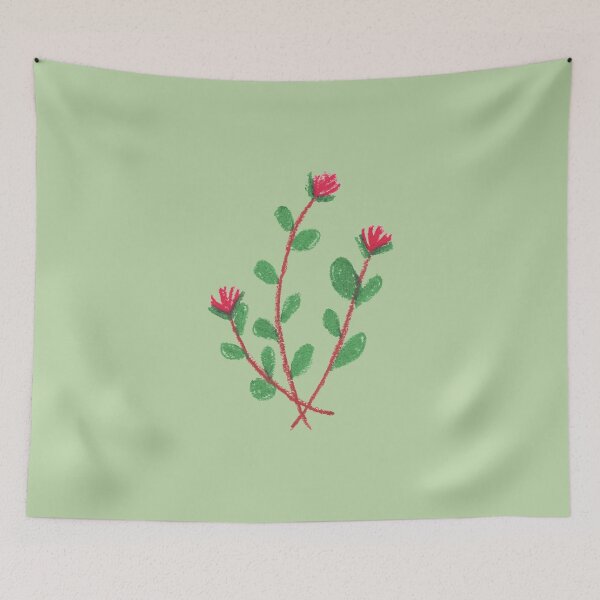 Item preview, Sage green - Cute simple red flowers  designed and sold by Fantasy Cache.