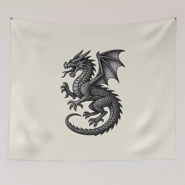 Item preview, Elegant Vintage Dragon Tattoo Illustration designed and sold by laura-downing.