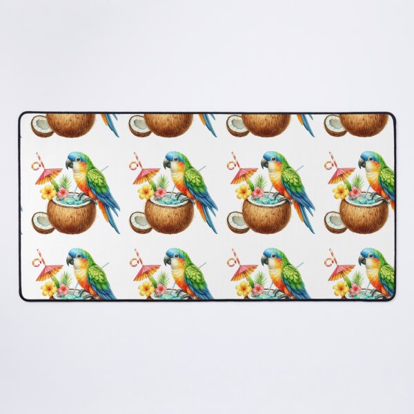 Item preview, Cute Cartoon parrot drinking cocktail from coconut designed and sold by Coolparrotgirl.