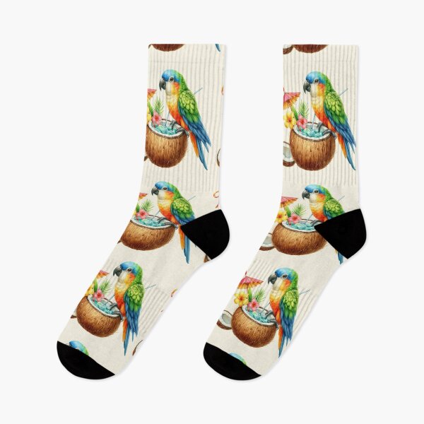 Item preview, Cute  Cartoon parrot drinking cocktail from coconut designed and sold by Coolparrotgirl.