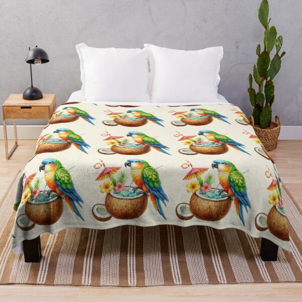 Item preview, Cute Cartoon parrot drinking cocktail from coconut designed and sold by Coolparrotgirl.