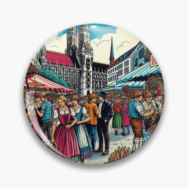 Item preview, Munich Market Comic Design – Vibrant AI Illustration for Clothing, Accessories & German City Travel-Inspired Fashion designed and sold by knalpot-design.