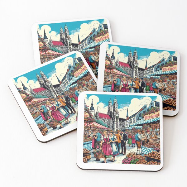 Item preview, Munich Market Comic Design – Vibrant AI Illustration for Clothing, Accessories & German City Travel-Inspired Fashion designed and sold by knalpot-design.