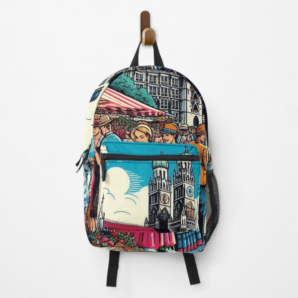 Item preview, Munich Market Comic Design – Vibrant AI Illustration for Clothing, Accessories & German City Travel-Inspired Fashion designed and sold by knalpot-design.