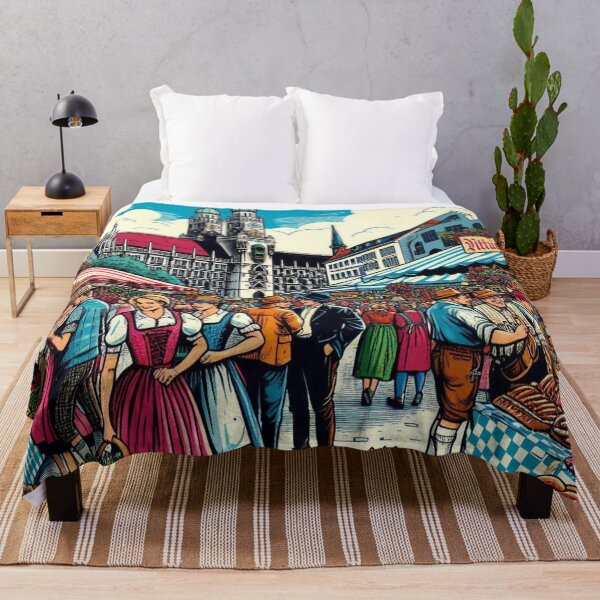 Item preview, Munich Market Comic Design – Vibrant AI Illustration for Clothing, Accessories & German City Travel-Inspired Fashion designed and sold by knalpot-design.