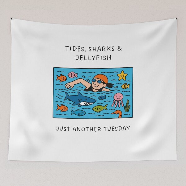 Item preview, Open Water Swimmer Humor Gift - Tides, Sharks & Jellyfish - Just Another Tuesday designed and sold by Open Water Swimming Gifts.