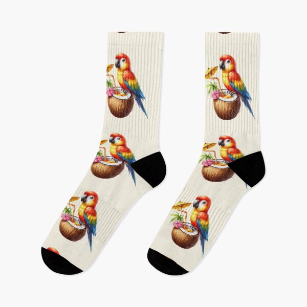 Item preview, Cute  Cartoon parrot drinking cocktail from coconut designed and sold by Coolparrotgirl.