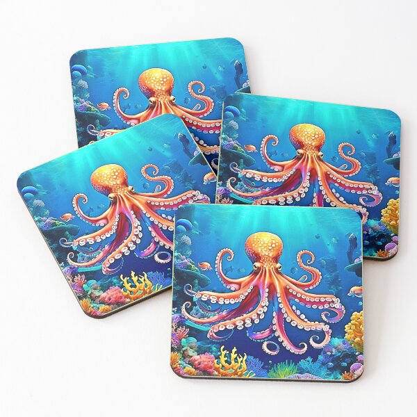 Item preview, Beautiful Underwater Octopus Art designed and sold by Health And Fitness Posts e-Store.