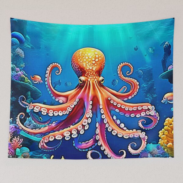 Item preview, Beautiful Underwater Octopus Art designed and sold by Health And Fitness Posts e-Store.