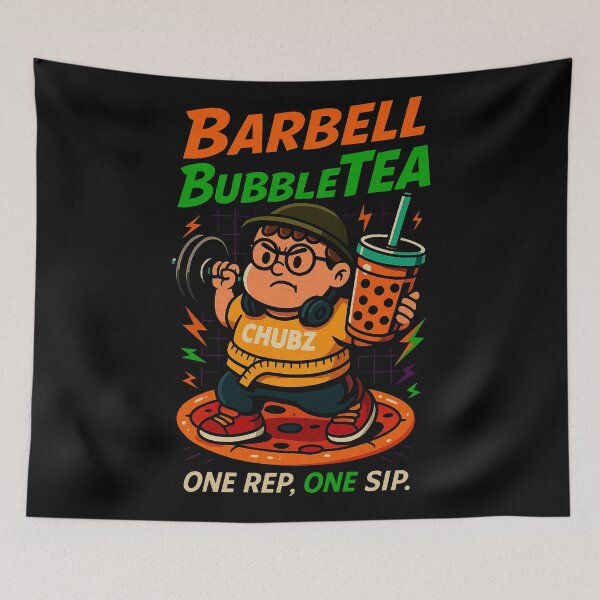 Item preview, Barbell vs Bubble Tea – Funny Chubby Fitness Design for Streetwear & Merch designed and sold by Patternicity.