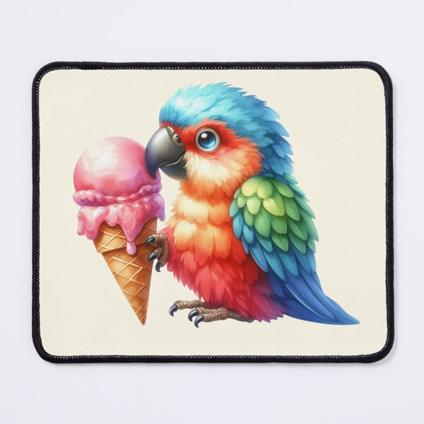 Item preview, Cute Cartoon parrot with icecream designed and sold by Coolparrotgirl.