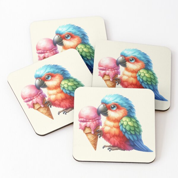 Item preview, Cute  Cartoon parrot with icecream designed and sold by Coolparrotgirl.