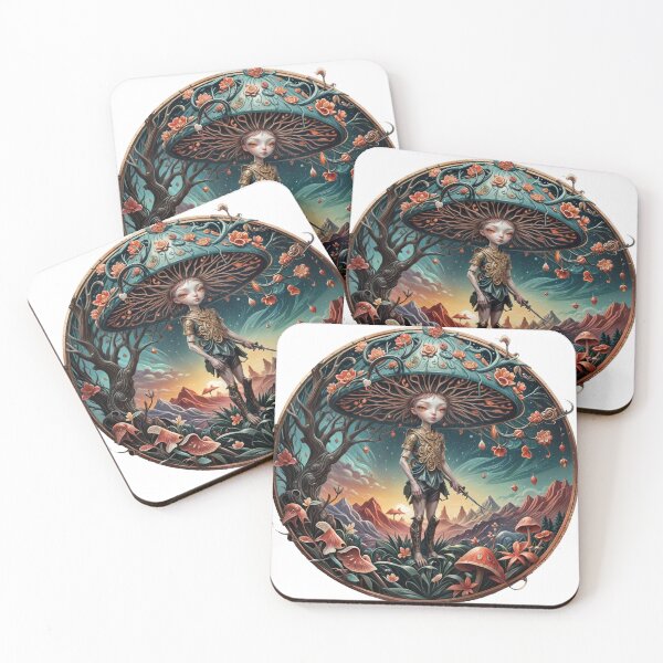 Item preview, Mystical Mushroom Warrior – Surreal Fantasy Art Illustration designed and sold by Mysterium AI.