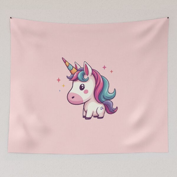 Item preview, Cute Rainbow Unicorn Art – Big Head Kawaii Unicorn Digital Download | Aesthetic Wall Art, Sticker, Phone Case Design designed and sold by WAUZ.