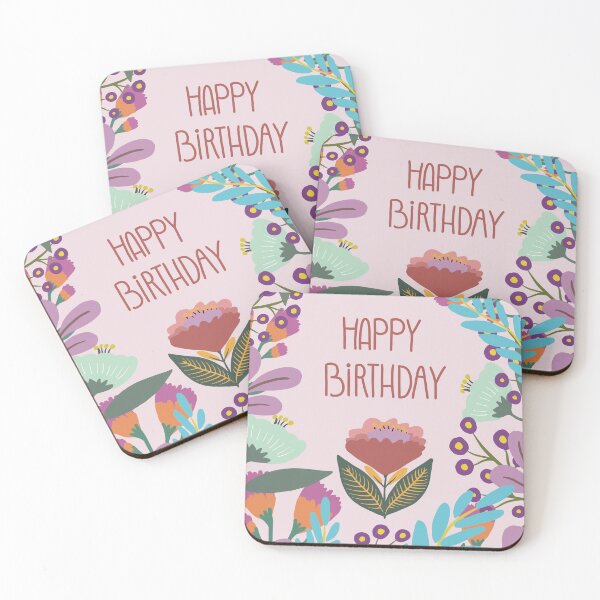 Item preview, Happy Birthday with purple flowers designed and sold by EveryDayKonfetti.