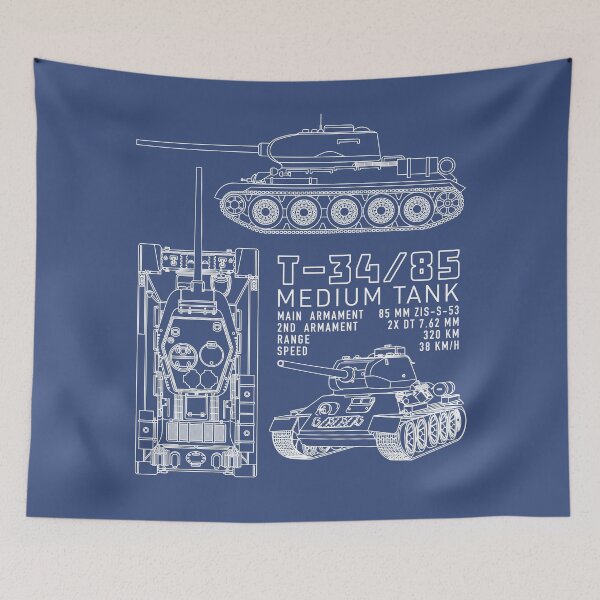 Item preview, T-34 85 Russian WW2 Tank Blueprints Infographic Diagrams designed and sold by MilitaryMart.