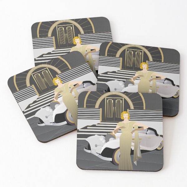 Item preview, Woman in golden dress art deco style design designed and sold by trefail.