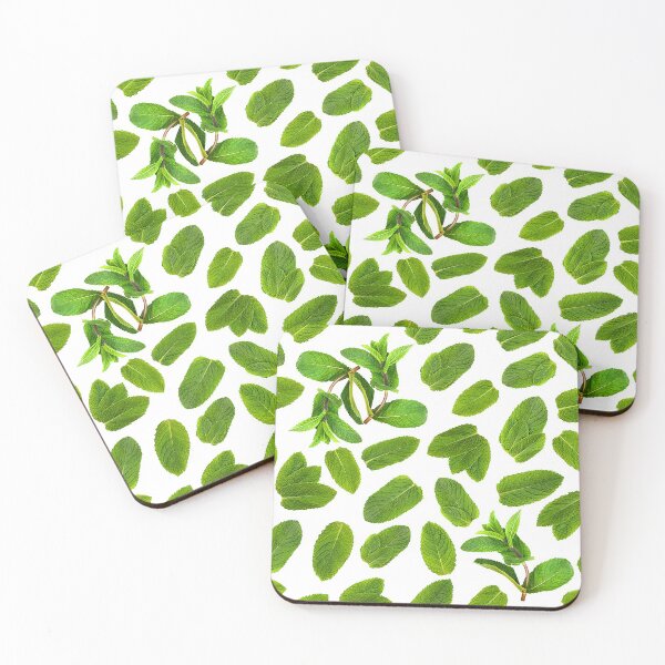 Item preview, Fresh green mint leaves on a white background. designed and sold by claireseyeview.