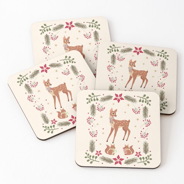 Item preview, Little deer and squirrels Happy Holiday design designed and sold by trefail.