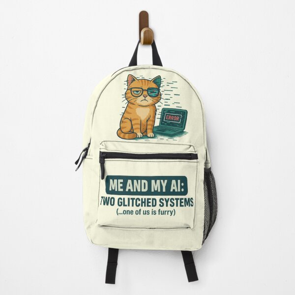 Item preview, Glitched Cat and AI Cyber with Error Laptop designed and sold by memememescat.