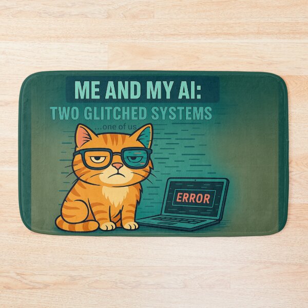 Item preview, Glitched Cat and AI Cyber with Error Laptop designed and sold by memememescat.