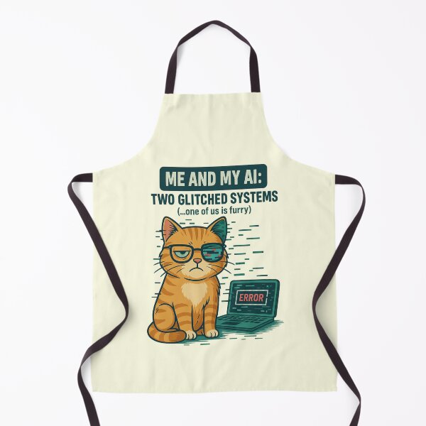Item preview, Glitched Cat and AI Cyber with Error Laptop designed and sold by memememescat.
