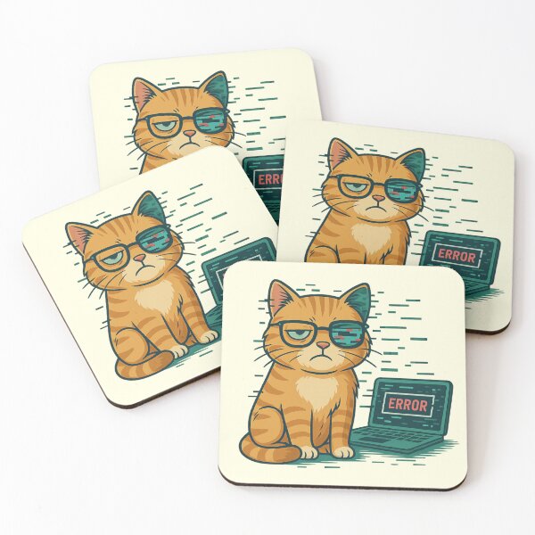 Item preview, Glitched Cat and AI Cyber with Error Laptop designed and sold by memememescat.