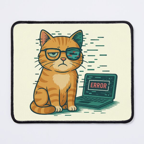 Item preview, Glitched Cat and AI Cyber with Error Laptop designed and sold by memememescat.