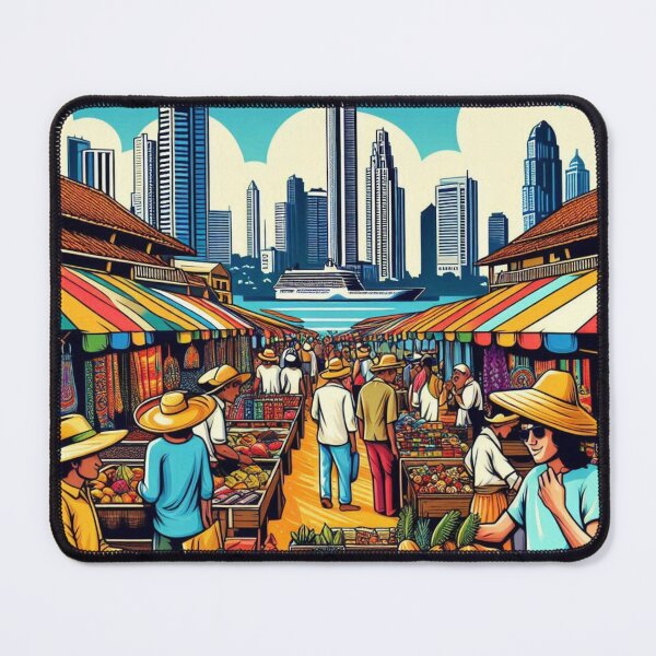 Item preview, Panama City Market Comic Design – Vibrant AI Illustration for Clothing, Accessories & Urban Travel-Inspired Fashion designed and sold by knalpot-design.