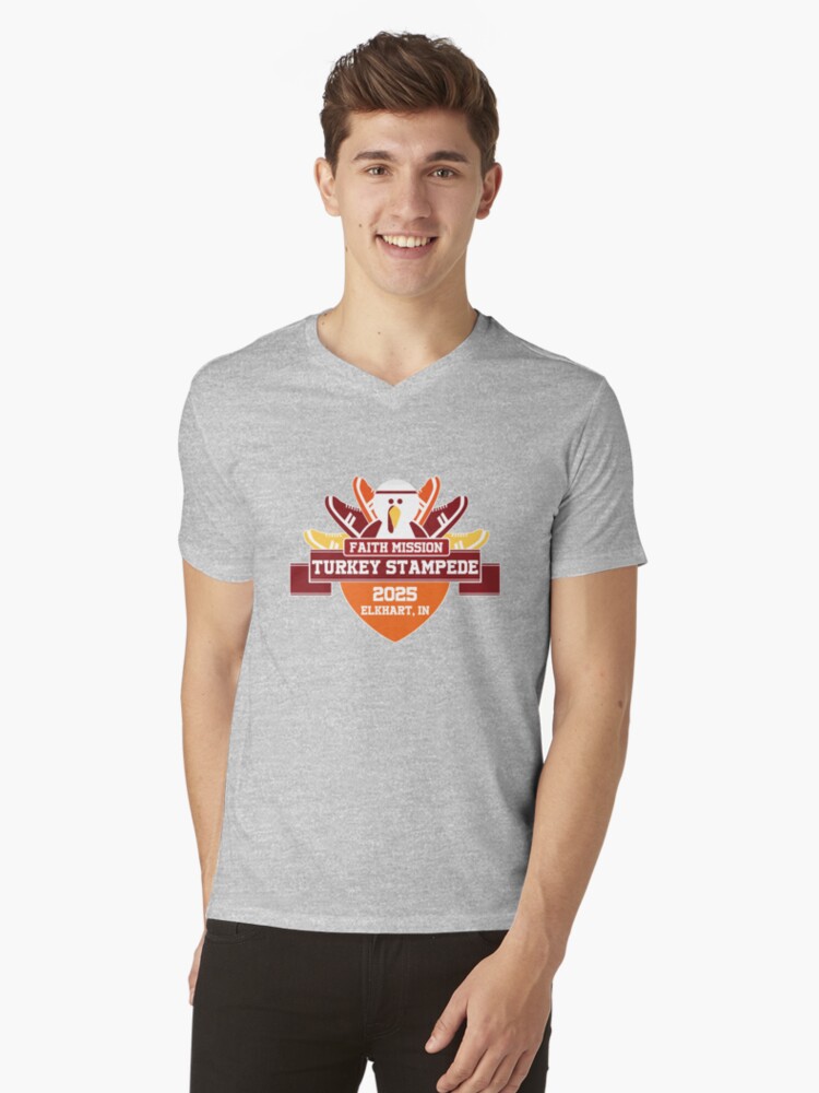 Thumbnail 1 of 3, V-Neck T-Shirt, Turkey Stampede 2025 designed and sold by TurkeyStampede.