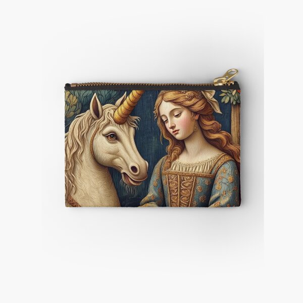 Item preview,  A Maiden Tending to a Unicorn Medieval Tapestry inspired illustration art designed and sold by Vintage Designs +.