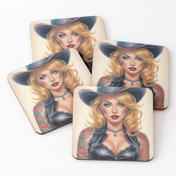 Artikelvorschau, Blonde Cowgirl Pin Up Tattoo-Kunst entworfen und verkauft von MissSaylor.