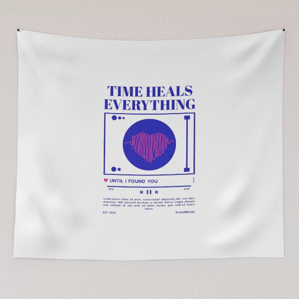Item preview, Time heals everything – Heartbeat design – Inspirational message designed and sold by KolbaVison.