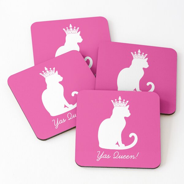 Item preview, Yas Queen for Cat Lovers White Imprint Hot Pink Background designed and sold by Ferret Designs.