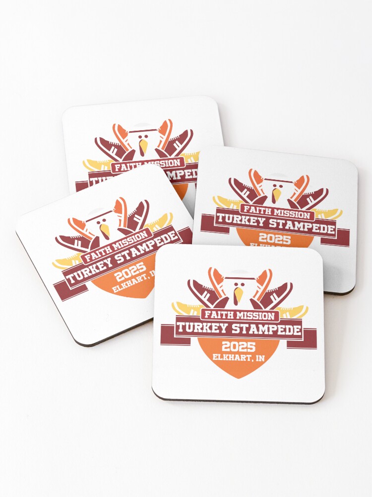 Thumbnail 1 of 5, Coasters (Set of 4), Turkey Stampede 2025 designed and sold by TurkeyStampede.