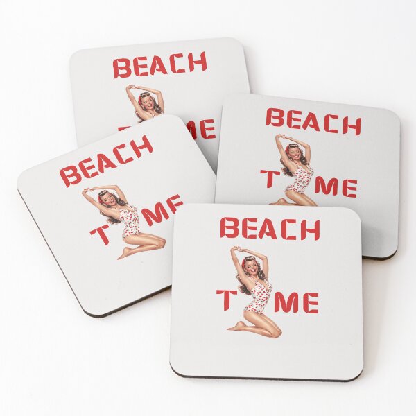 Item preview, Beach time, woman in cute red swimming suit designed and sold by Coolparrotgirl.
