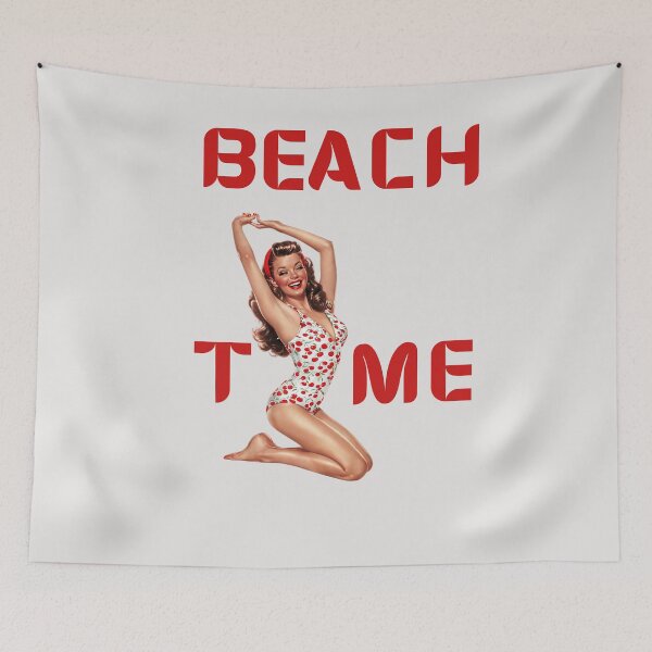 Item preview, Beach time, woman in cute red swimming suit designed and sold by Coolparrotgirl.