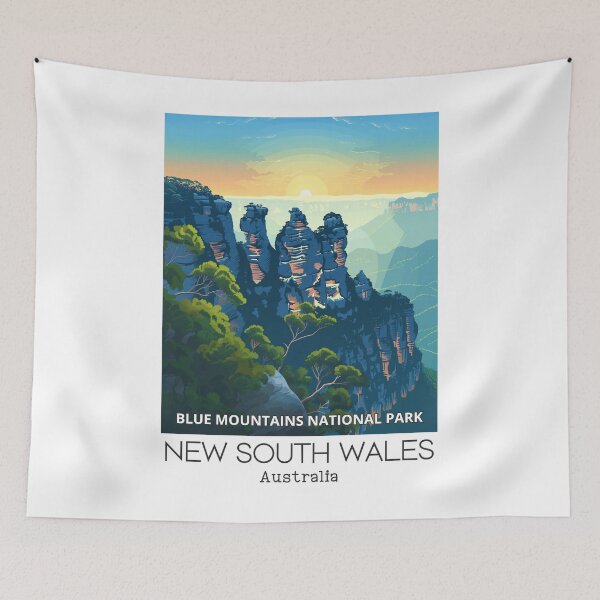 Item preview, A Vintage Travel Illustration of Blue Mountains National Park - New South Wales - Australia  designed and sold by GoodOldVintage.
