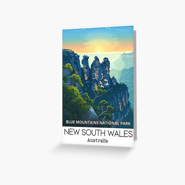 Item preview, A Vintage Travel Illustration of Blue Mountains National Park - New South Wales - Australia  designed and sold by GoodOldVintage.
