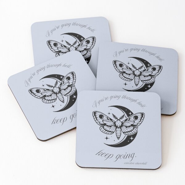 Item preview, Keep Going – Motivational Moth & Moon Quote by Winston Churchill - Black designed and sold by thistledewcraft.