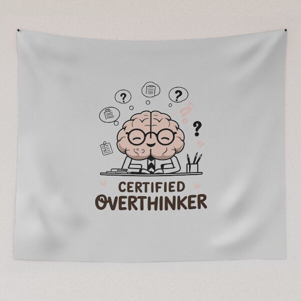 Item preview, Certified Overthinker – Cute Brain Design designed and sold by ApriNoeScor.