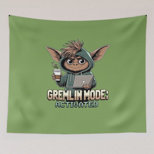 Item preview, Gremlin mode activated – Funny Gremlin design with laptop & coffee designed and sold by ApriNoeScor.