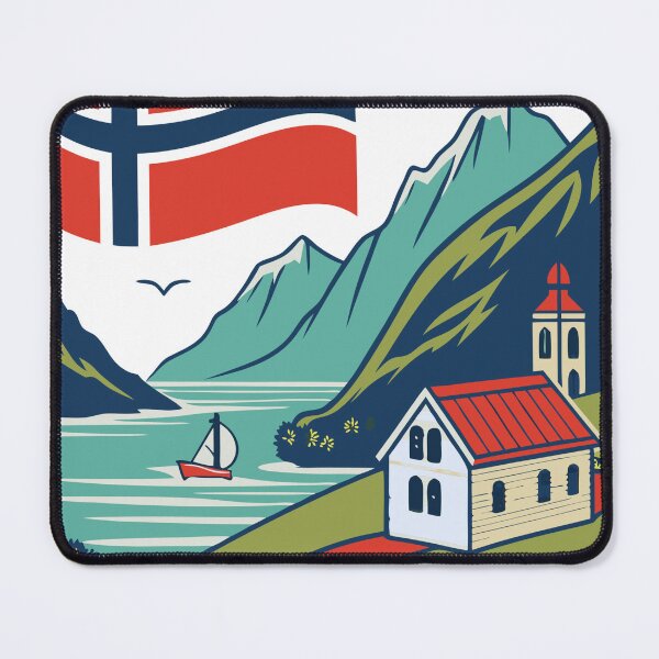 Item preview, Vintage Stamp Design Featuring Norway Landscape designed and sold by NOMADIC ART.