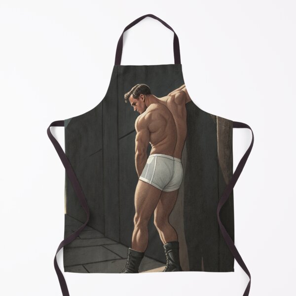 Item preview, Muscular man posing agains a wall - vintage poster illustration designed and sold by gayishdesign.