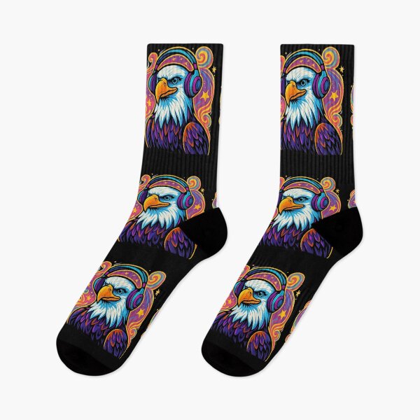 Item preview, Psychedelic Bald Eagle Listening to Music designed and sold by Ambient Mind Design.