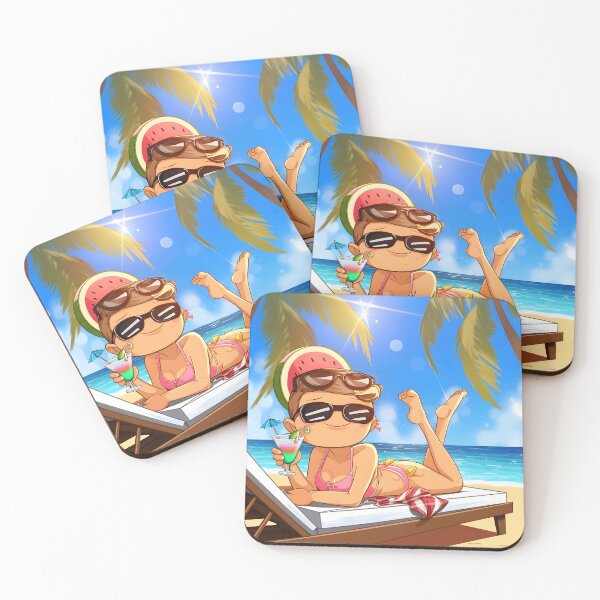Item preview, Summer beach girl with watermelon in a sun lounger funny bright picture designed and sold by orthodox-icon.